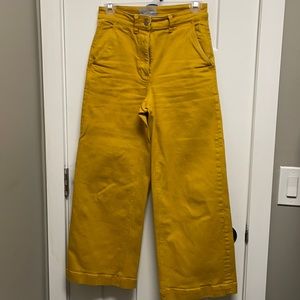 Mustard yellow Everlane wide leg cropped pants
